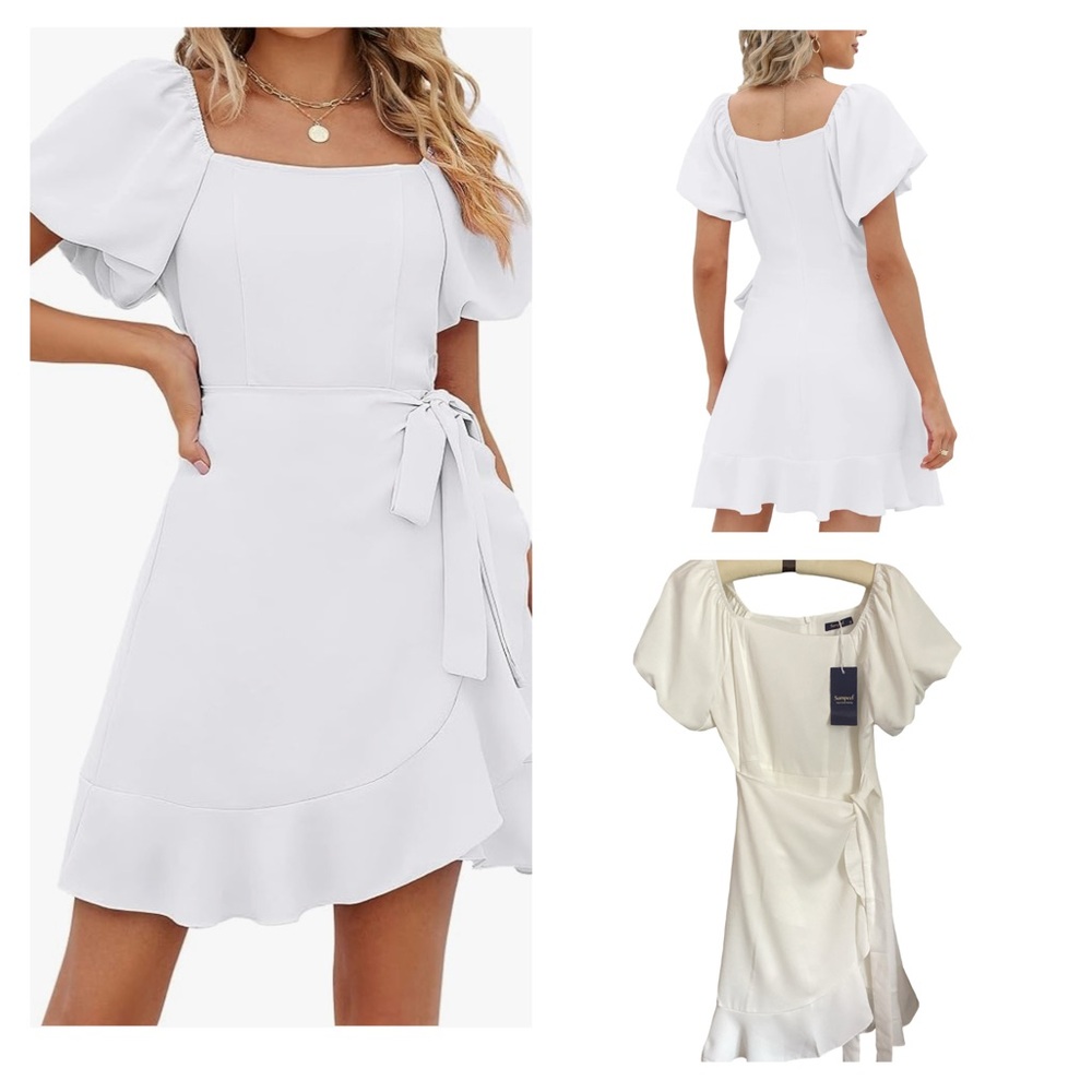 🪻 NWT Sampeel Ivory Faux Wrap Dress Size Small